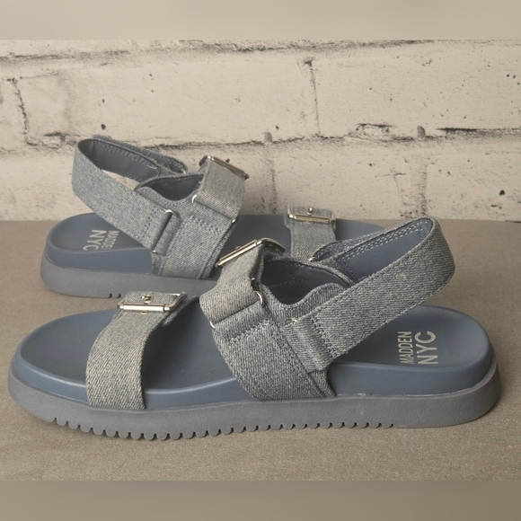 Madden NYC Light Denim Buckle Strap Sandals – Casual Cool Comfort - Picture 6 of 11